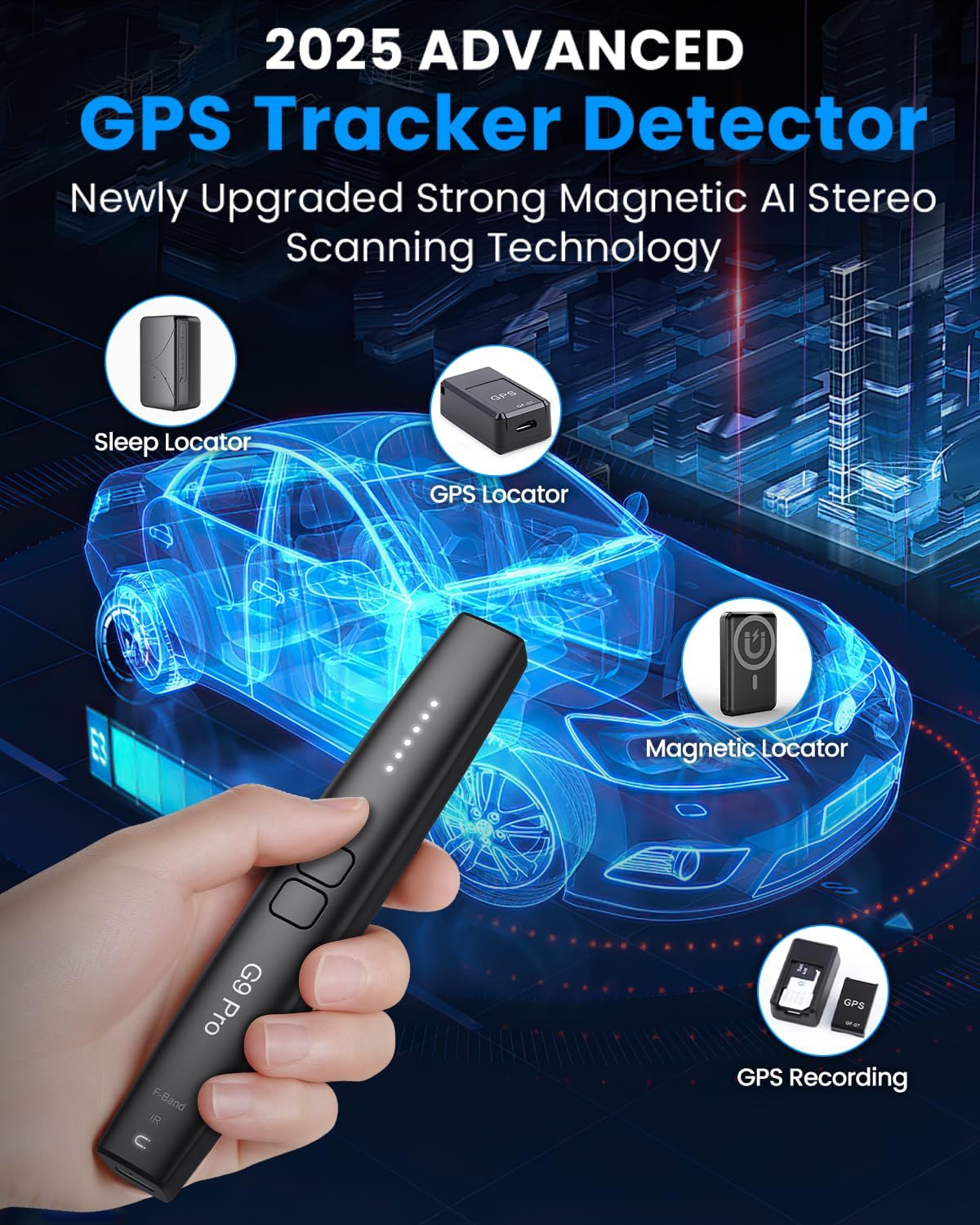JAXTIN G9 Pro Hidden Camera Detector - 2025 Anti-Spy Cameras Finder Detector, GPS Tracker & Bug Detector, Listening Device Detector for Hotel, Car, Office, 72H Working Time, 6 Sensitivity Levels image